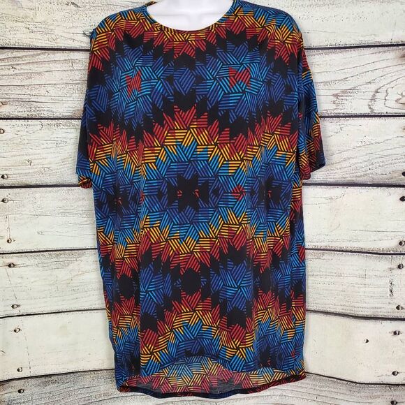 LuLaRoe XXS Colorful Geometric Print Short Sleeve Tunic Top - Picture 1 of 7